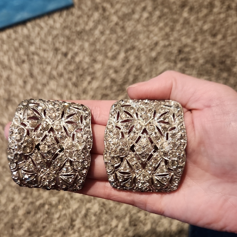Elegant Silver Filigree Shoe Clips **Antique**
